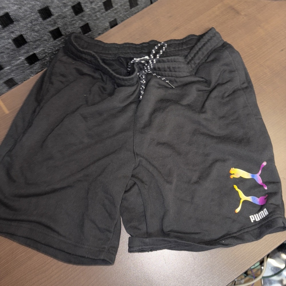 Men's PUMA Shorts with Rainbow Double PUMA Logo Size XL Black